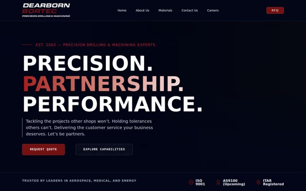 Homepage of the Dearborn Bortec website designed by Seapoint Digital