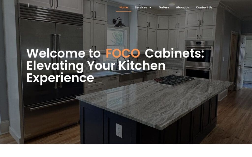 Homepage of the FOCO Cabinets website designed by Seapoint Digital