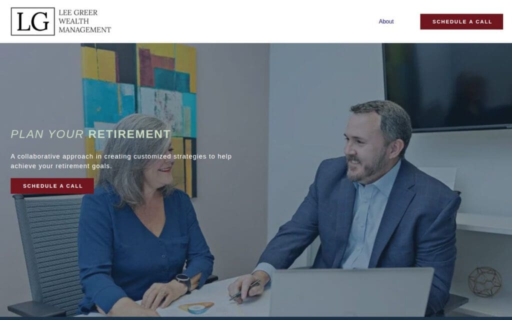 Homepage of the Lee Greer Wealth Management website designed by Seapoint Digital